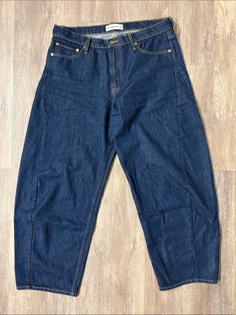 Abercrombie & Fitch Dark Blue High-Rise Wide Leg Jeans